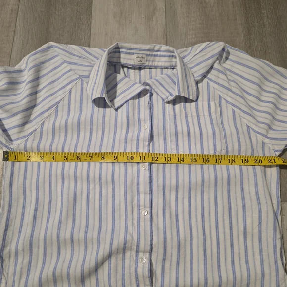 Wilfred Blue and White Striped Casual Button-Down Shirt - Picture 6 of 9